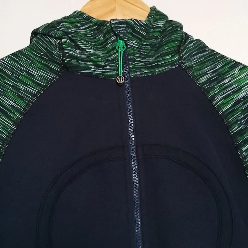 Lululemon Women's Scuba Hoodie Jacket, Vintage Y2K, Navy/Green, Size 12 - Picture 2 of 12